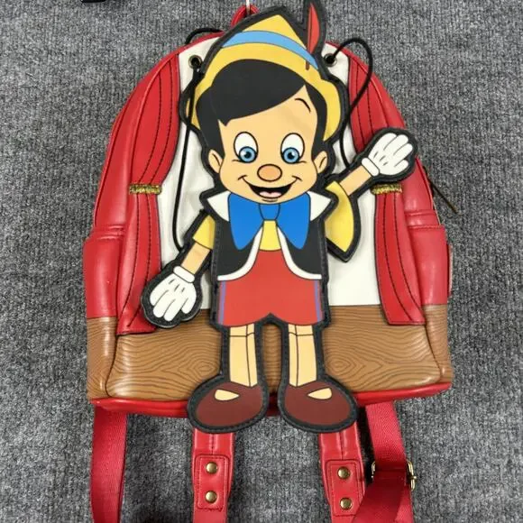 Disney Loungefly Pinocchio Marionette Backpack Red Wishes Do Come True Vacations